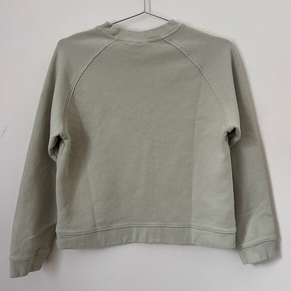 Frank and Oak Women's Light Green Waffle Knit Organic Cotton Sweatshirt Size M - Picture 2 of 14